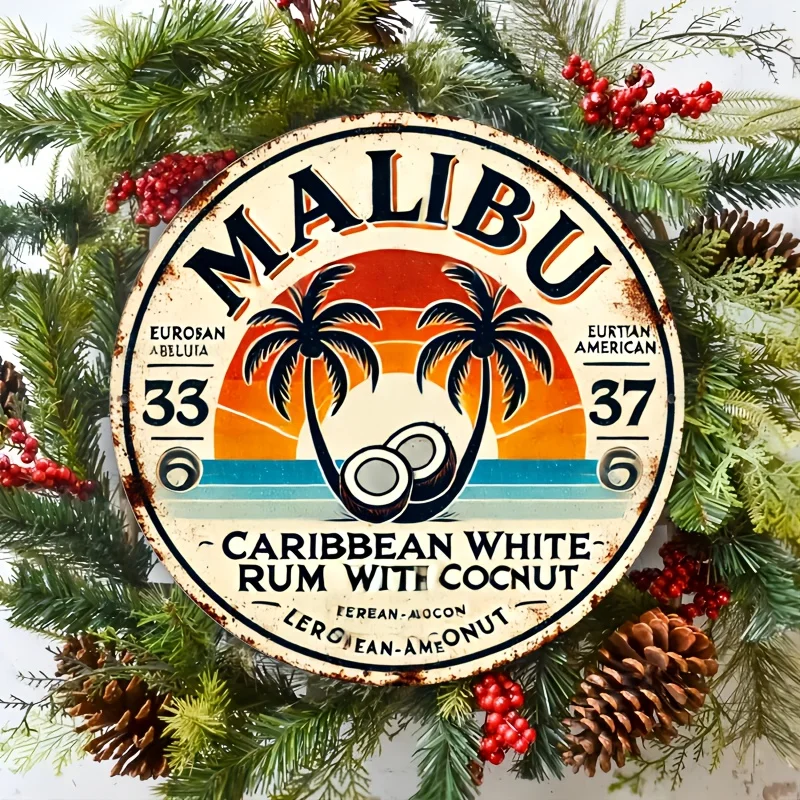 Brass Weight Plate - Vintage Malibu Rum Coconut Aluminum Wall