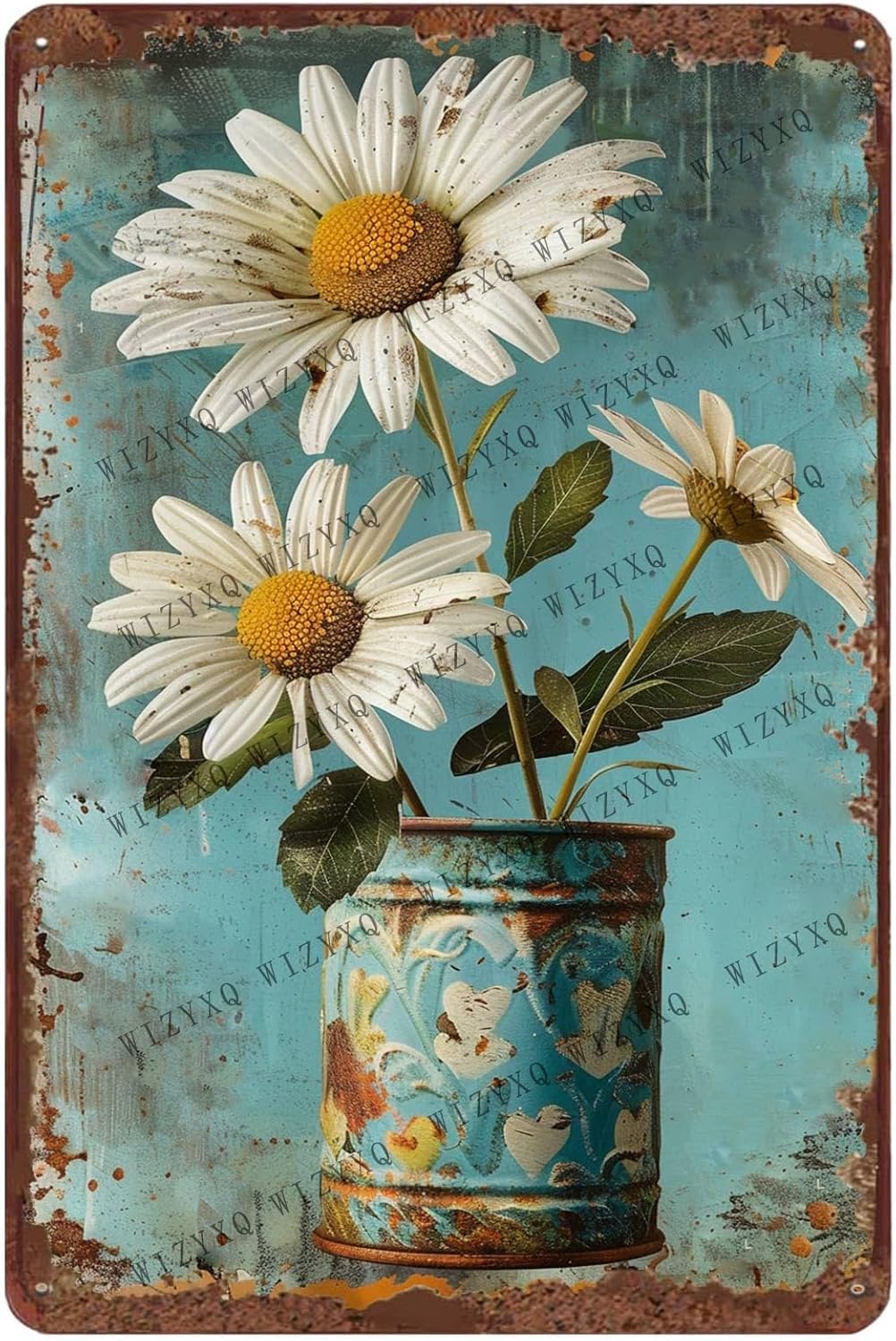 Brass Weight Plate - Metal Signs White Daisy Flower Vintage