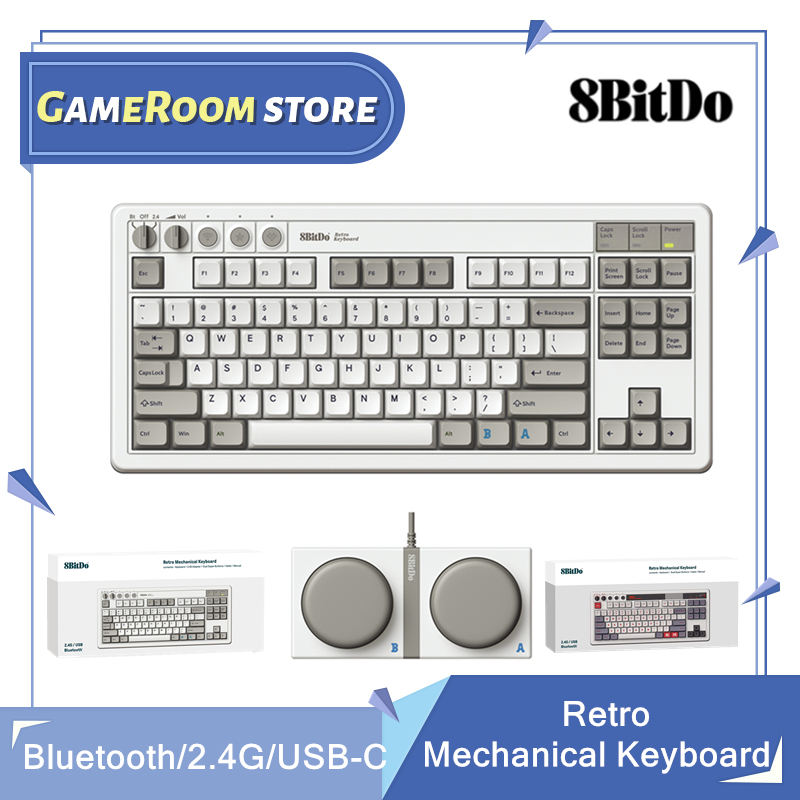 Gaming Keyboard Hot Swappable - 8Bitdo Retro Mechanical Keyboard, Bluetooth/2.4G/USB-C Hot
