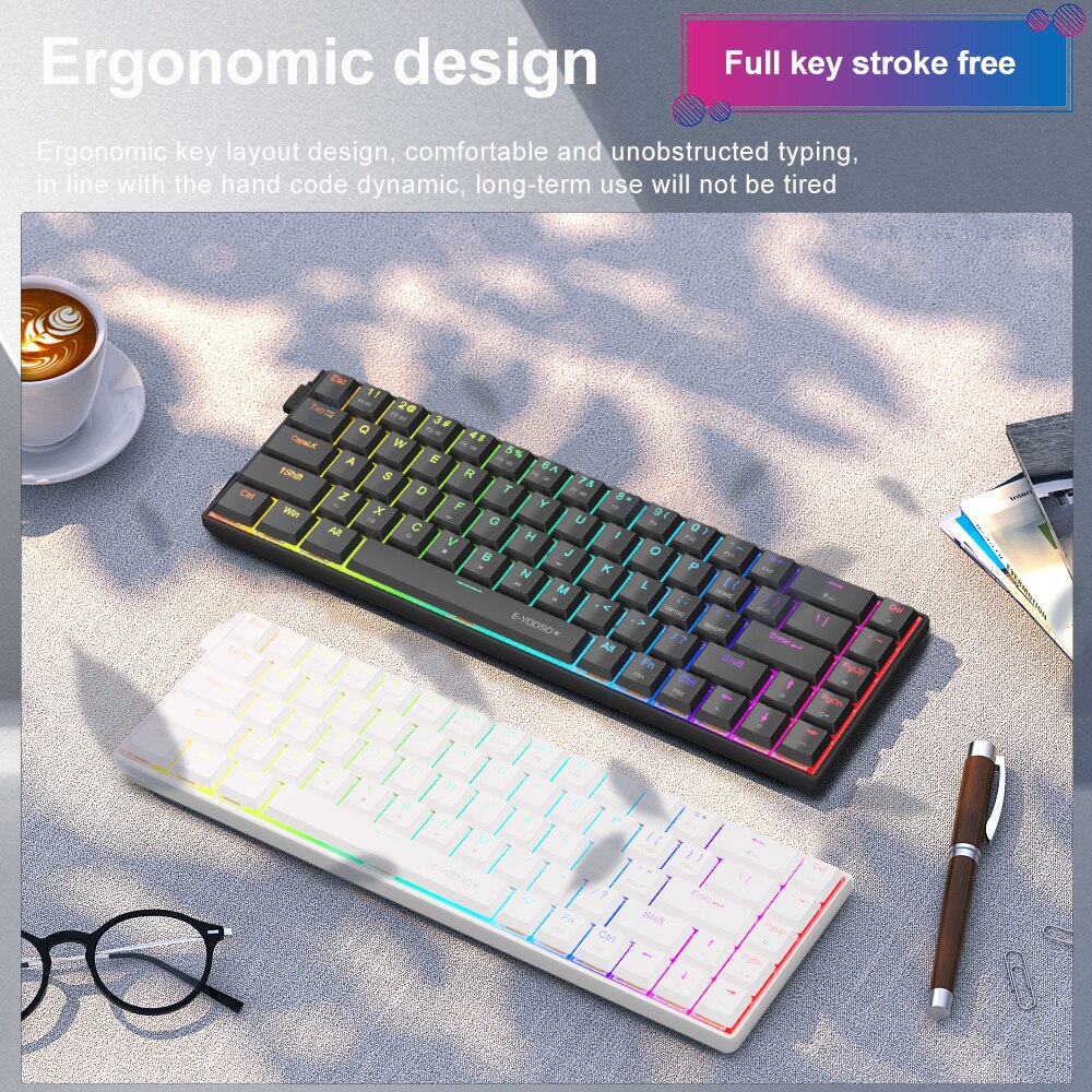 E-YOOSO A68 RGB Mini Slim USB  - đánh giá và giá Gaming Keyboard Budget