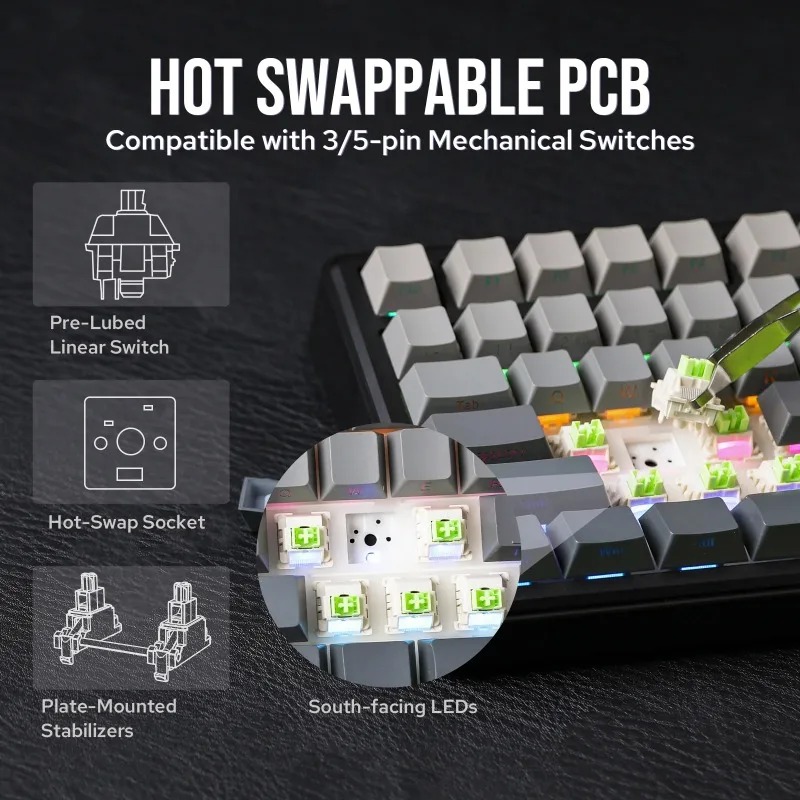 AULA F75 Max Mechanical Keyboa - đánh giá và giá Gasket Mount Kit
